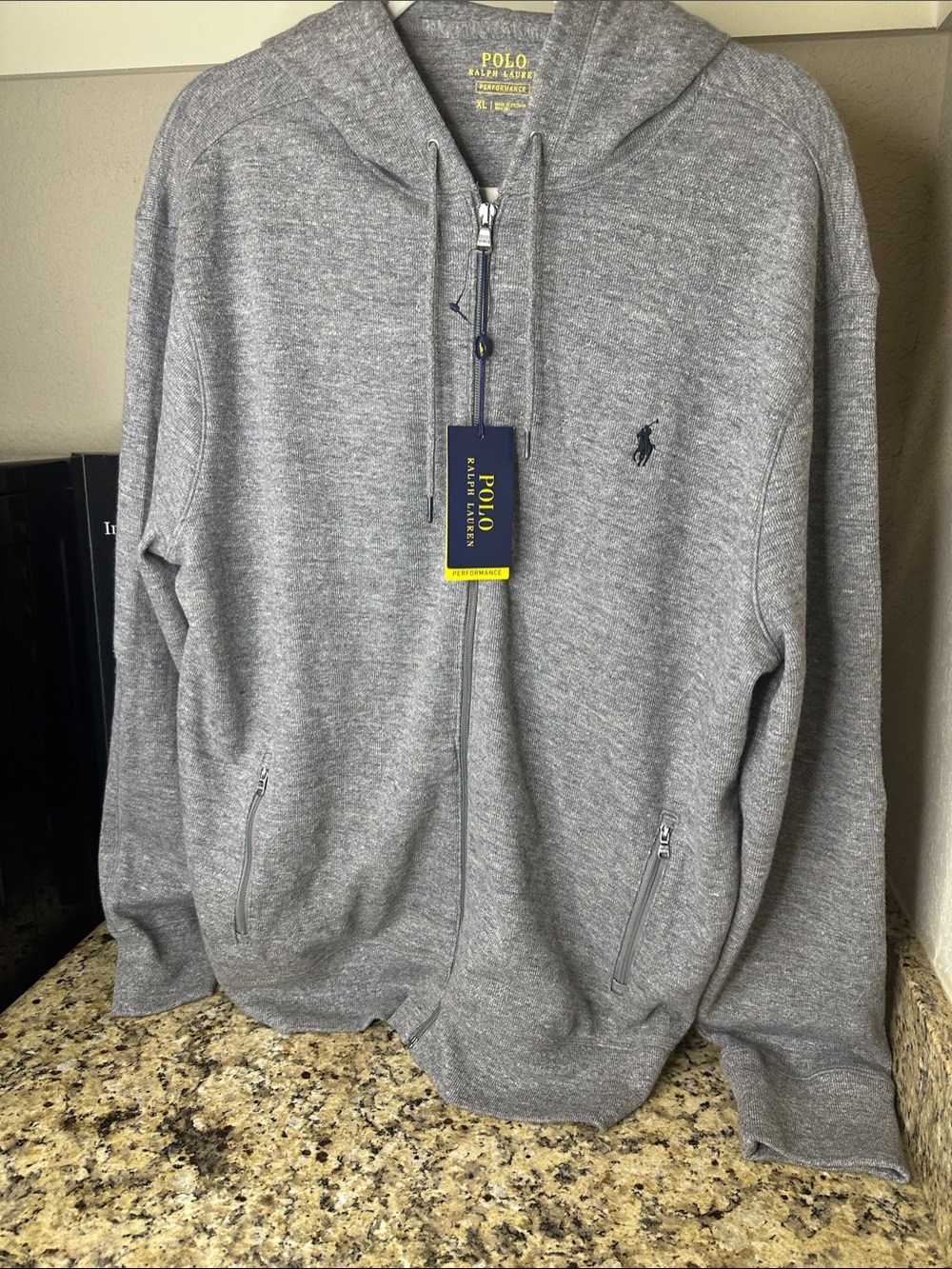Polo by Ralph Lauren Heather Gray Full‑Zip Hooded Sweater